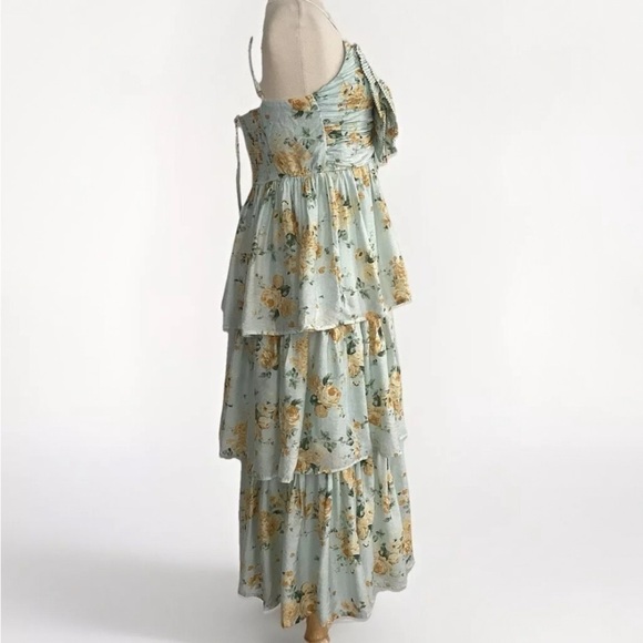 By The River Floral tiered, spaghetti strap,  smocked back maxi dress Large NWT - Picture 7 of 13